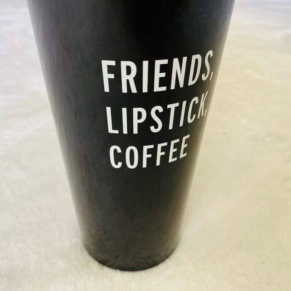 *NWOT* “Friends. Lipstick. Coffee.” Black Mug - Picture 3 of 6